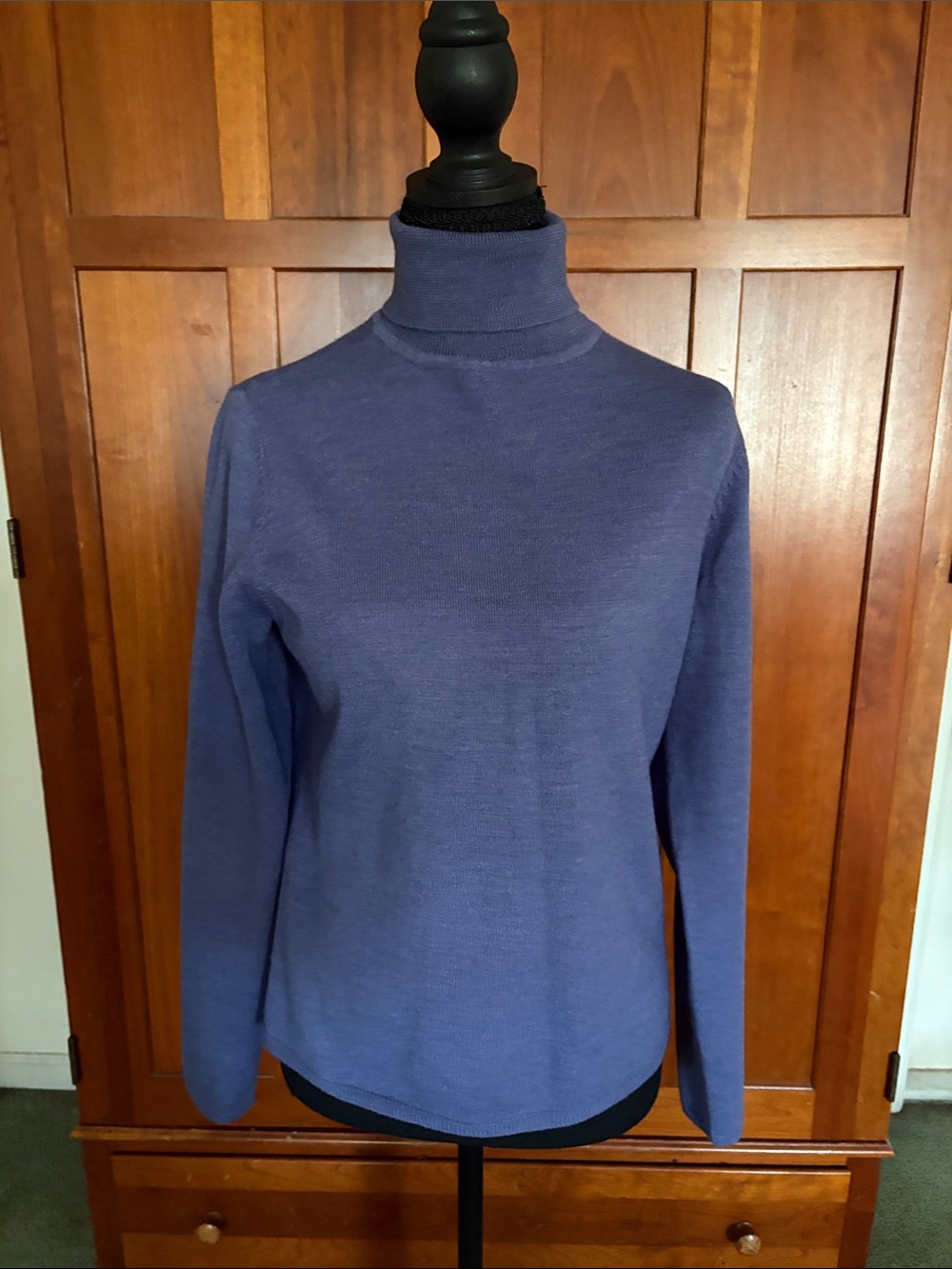 Vintage Charter Club Lavender-Blue Turtleneck Sweater-Merino Wool